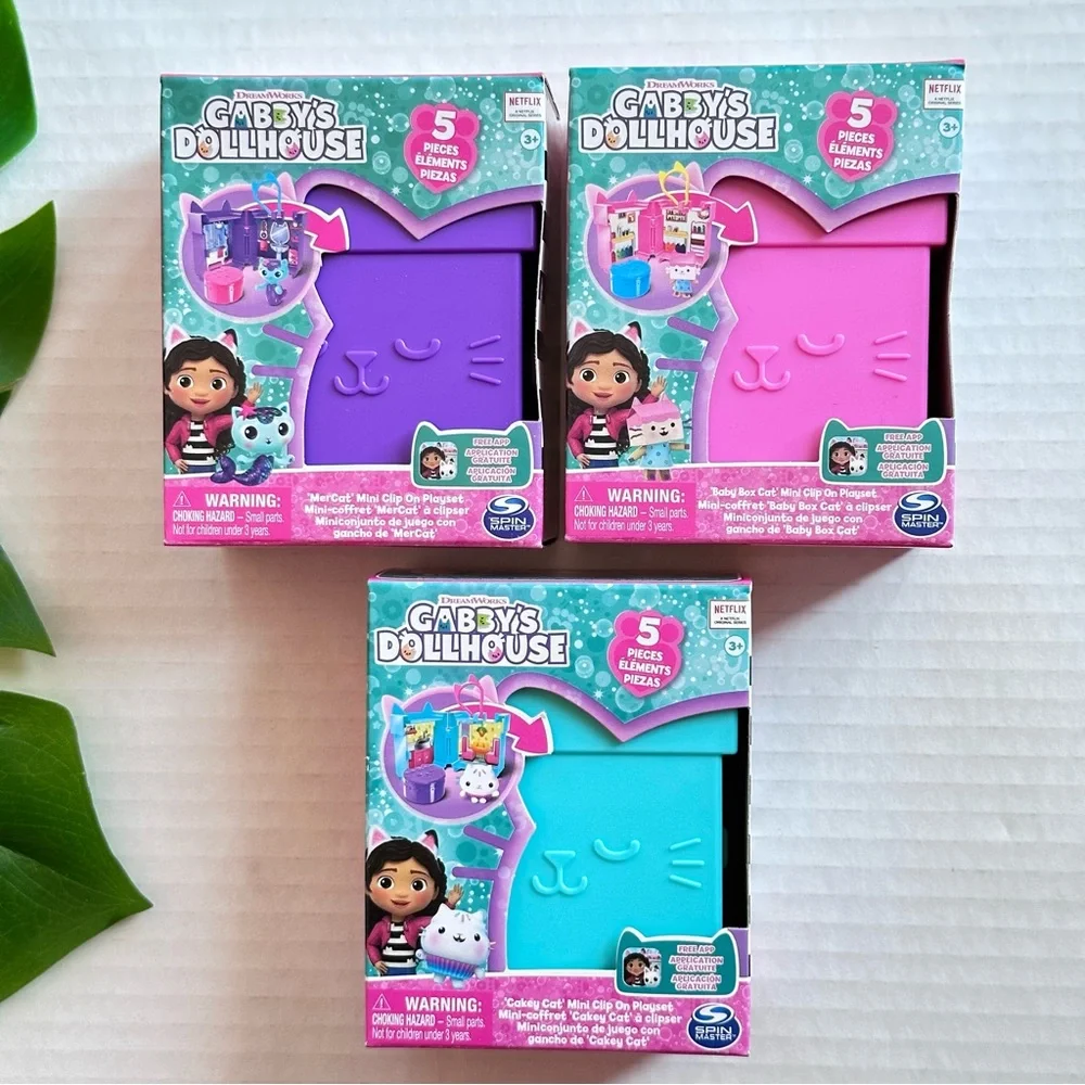 Gabby's Dollhouse, 3 Clip-On Playsets, with Cakey, Baby Box and Mercat Toy NEW - Picture 7 of 10